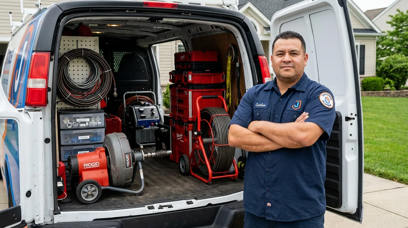 Professional drain cleaning equipment and Johns Plumbing LLC plumber in Cedar Bluff