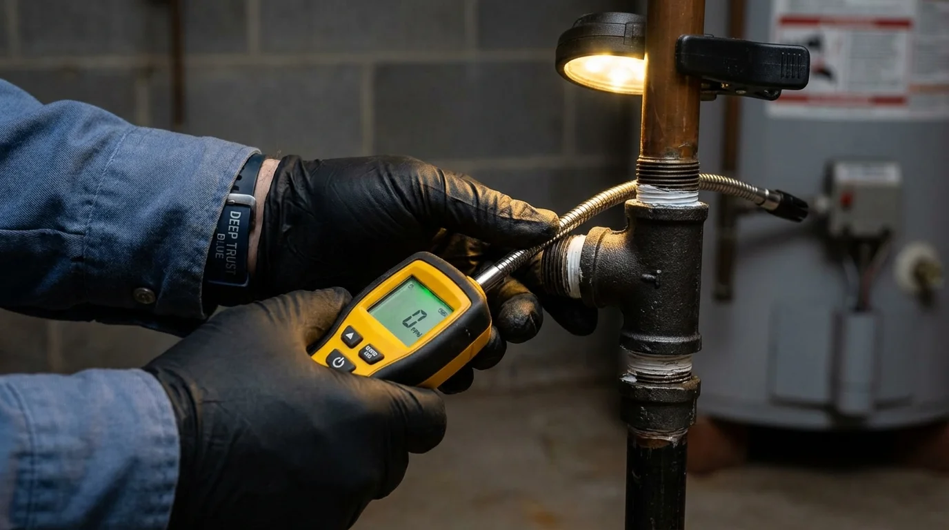 Gas leak detection with electronic sniffer by Johns Plumbing LLC in Cedar Bluff